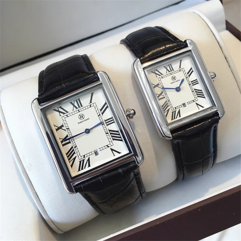 Luxury Men's & Women's Fashion Rectangle Thin Leather Watch