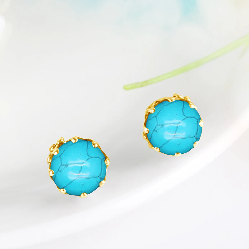 Sterling Silver Turquoise Flower Earrings Necklace Ring Set for Women