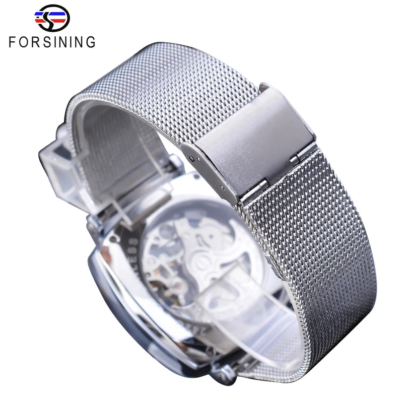 Silver Skeleton Automatic Watch for Men