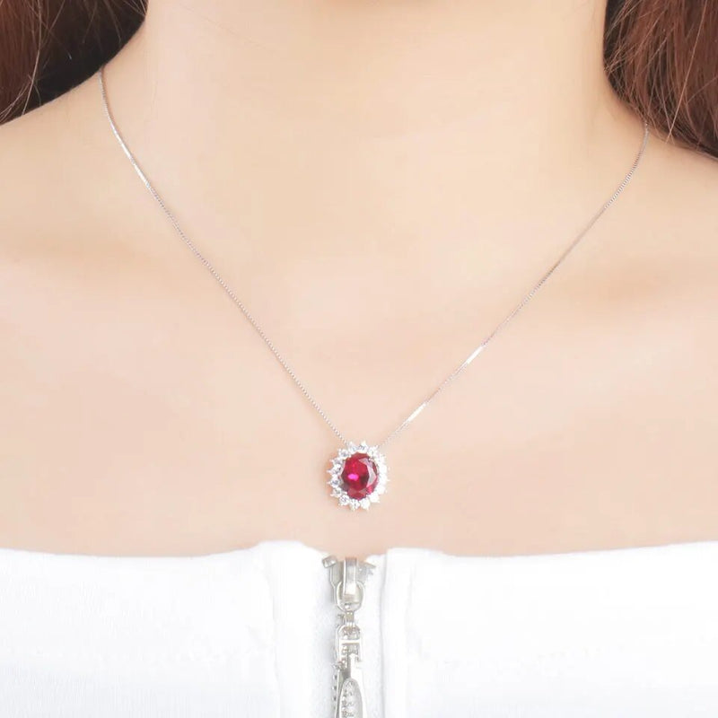 925 Sterling Silver Gemstone Pendant Necklace for Women