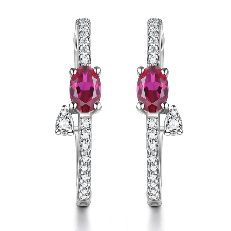 Sterling Silver Created Ruby Stud Earrings