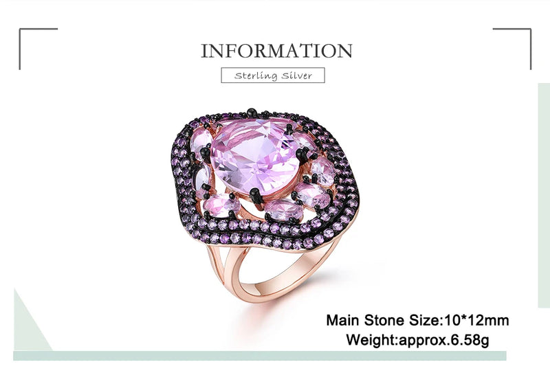 Sterling Silver Nano Morganite Oval Pink Ring For Women