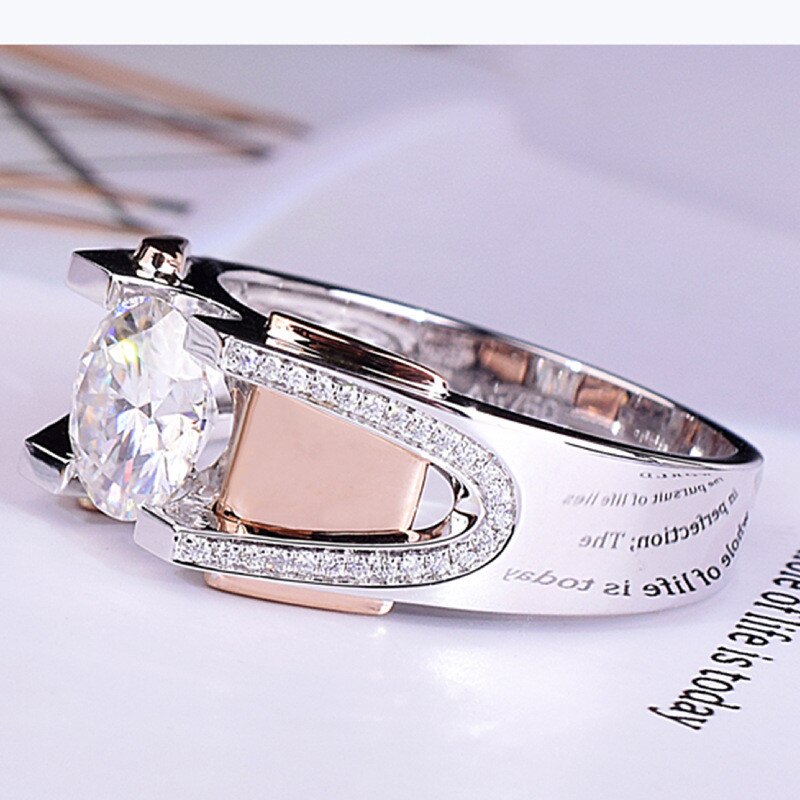 Rose Gold & White Silver Crystal Zircon Ring for Men & Women