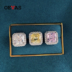 925 Sterling Silver Pink & Yellow Diamond Stud Earrings for Women