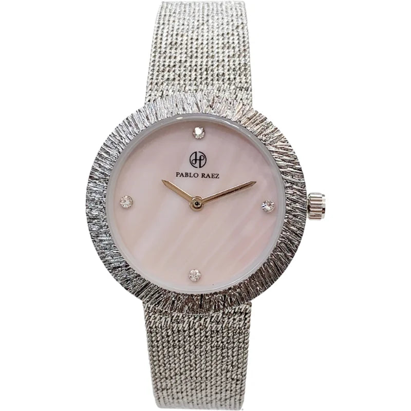 Luxury Women's Party Watch with Mesh Steel Band and Quartz Movement