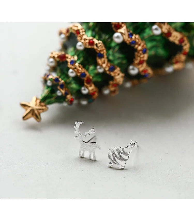 925 Sterling Silver Deer Stud Earrings for Women