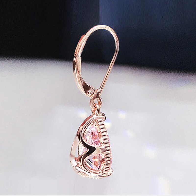 Real Dangle Earring 925 Sterling silver Water Drop 4ct Pink Diamond Party Wedding Drop Earrings for Women Jewelry