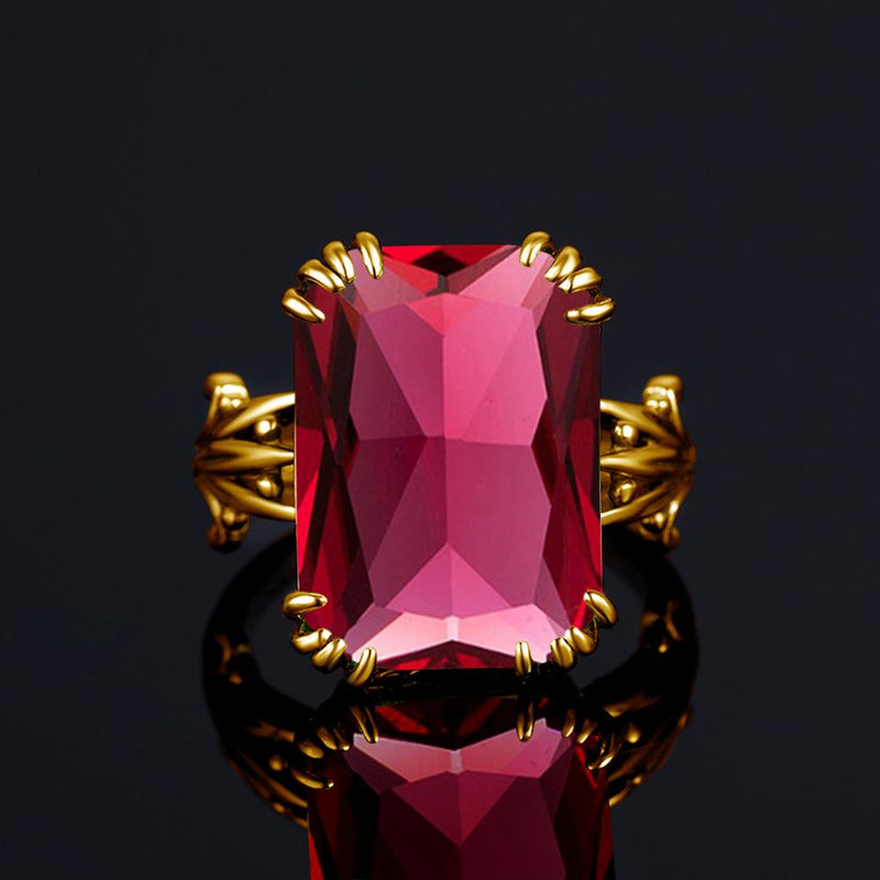 Sterling Silver Red Ruby Stone Ring for Women