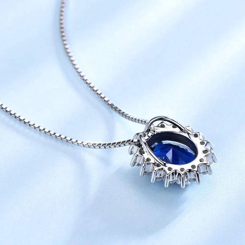 925 Sterling Silver Blue Sapphire Pendant for Women