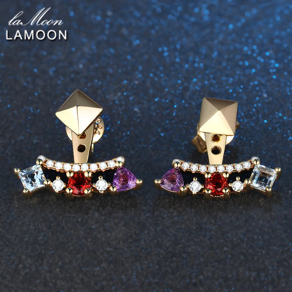 925 Sterling Silver Amethyst Garnet Topaz Earrings for Women