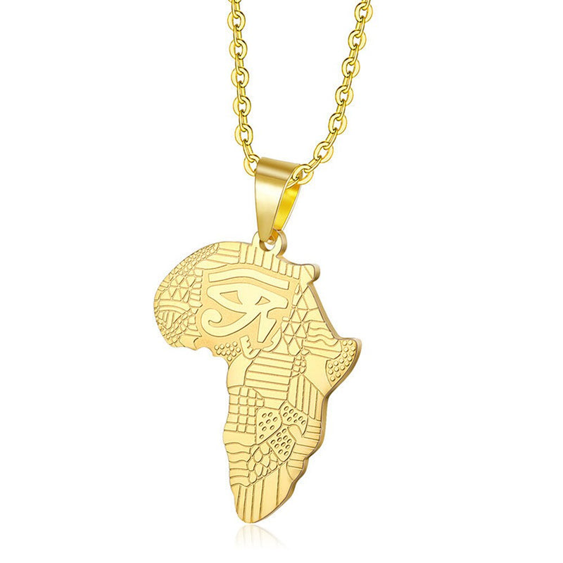 Titanium Stainless Steel Map of Africa Pendant Necklace for Men