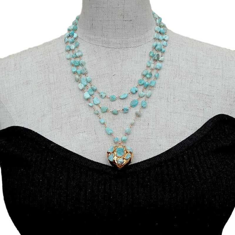 Sterling Silver Blue Larimar Heart Pendant Necklace for Women