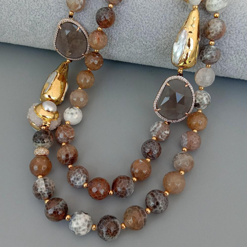 Sterling Silver Fire Agate Druzy Choker Necklace for Women