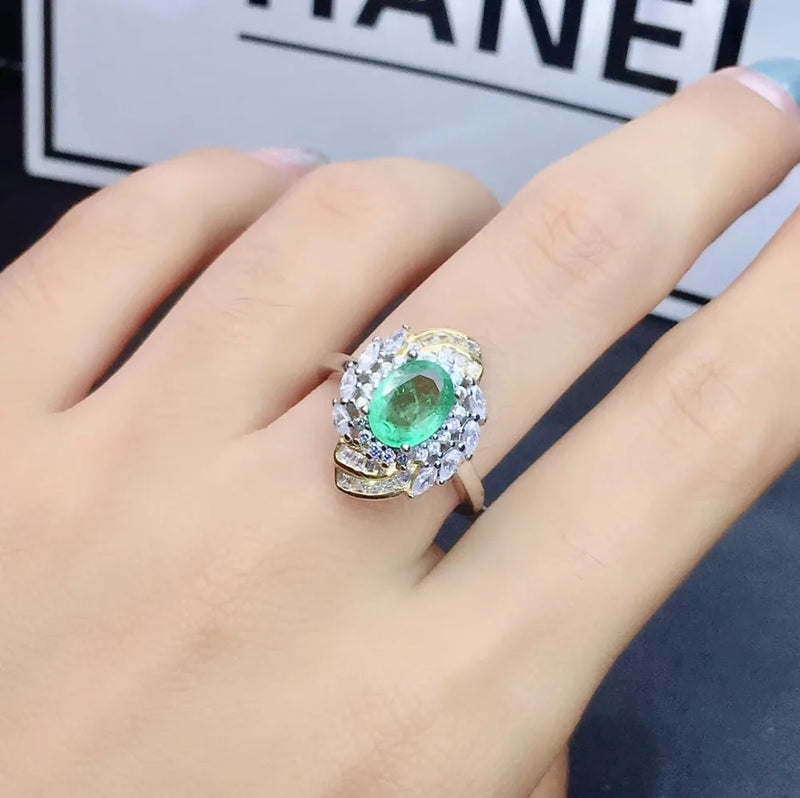 Sterling Silver Emerald Ring for Women