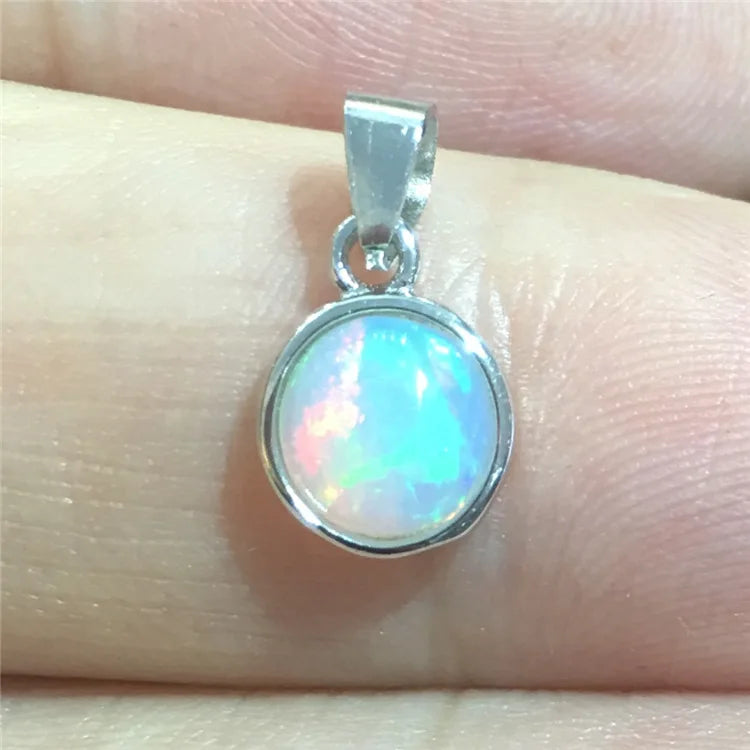 Sterling Silver Natural Opal Pendant for Women