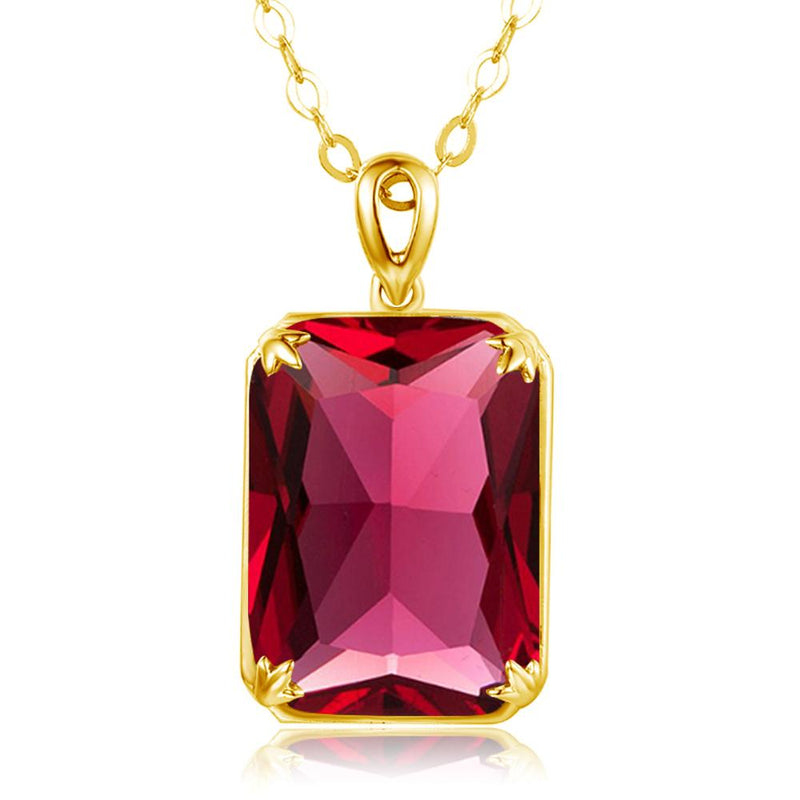 14K Gold Red Ruby Pendant Earring and Ring Set for Women