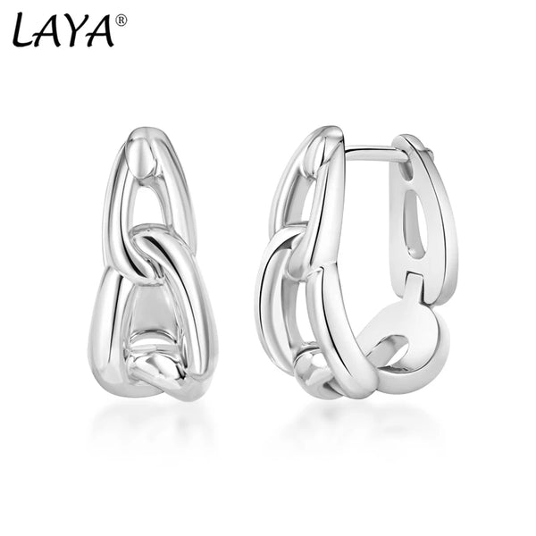 925 Sterling Silver Rope Chain Earrings with Hoop Lock for Women