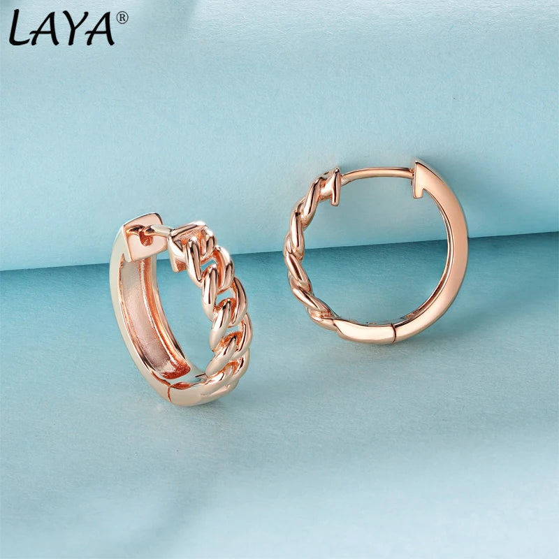 Sterling Silver Individual Design Chain Hoop Earrings and Ring Set for Women