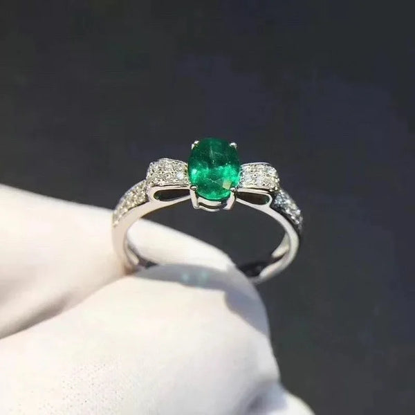 925 Sterling Silver Emerald Ring for Women