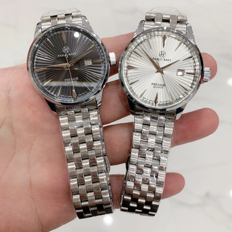 Elegant Silver Wristwatch for Men - High Quality Luxury SUS304 Steel Waterproof Timepiece Suitable for Casual and Formal Occasions.