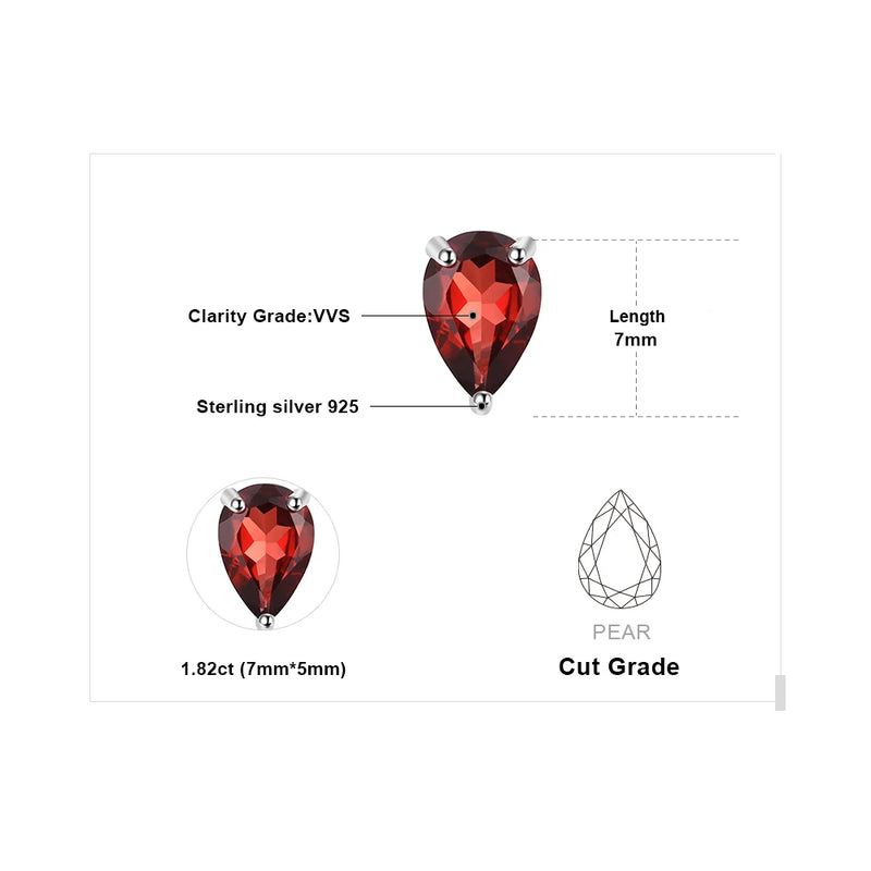 925 Sterling Silver Garnet Earrings, 1.80 ctw for Women