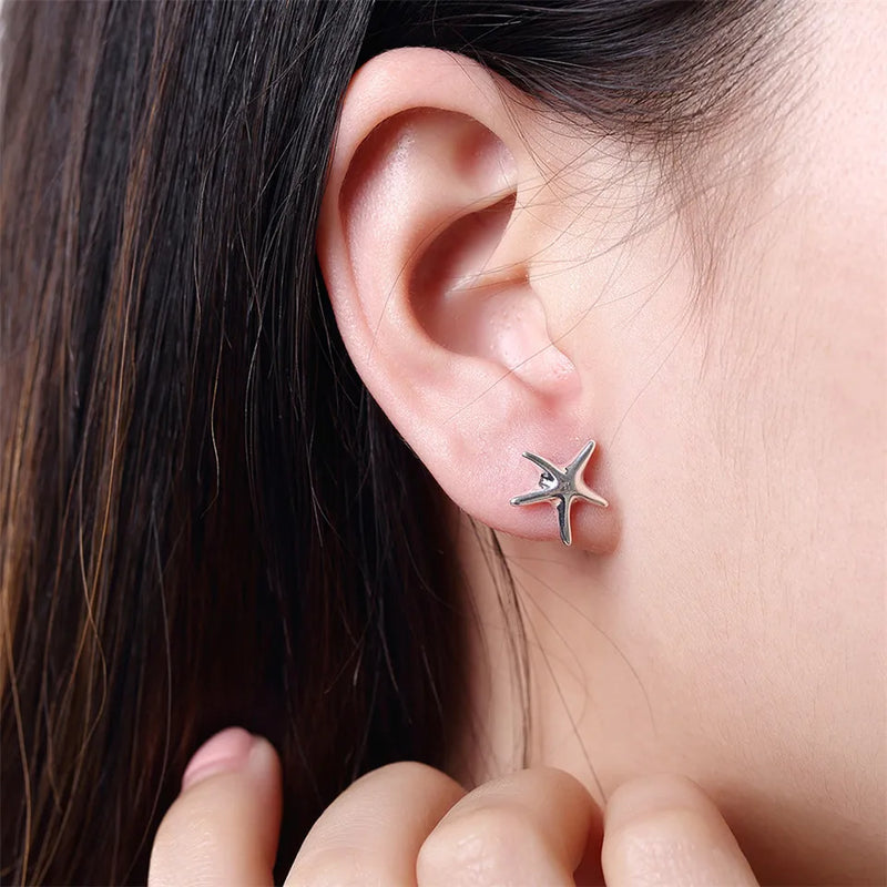 Sterling Silver Starfish Earrings for Women