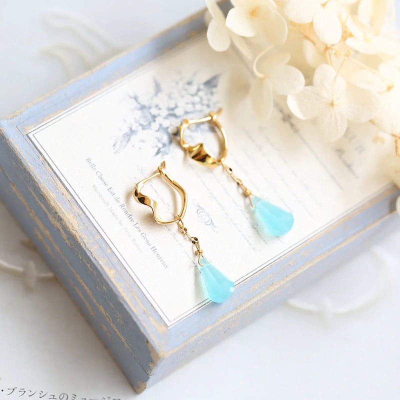 Sterling Silver & 10K Gold Plated Chalcedony Drop Earrings for Women