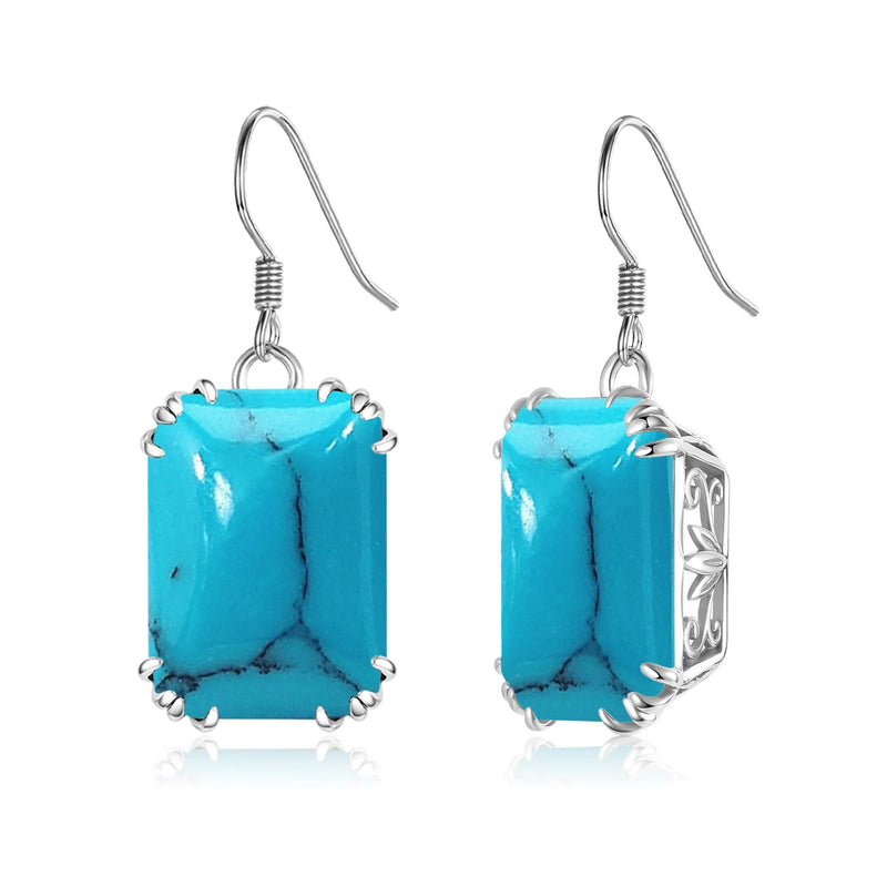 Sterling Silver Turquoise Long Dangle Earrings for Women