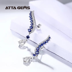 Sterling Silver Created Sapphire Earrings for Women