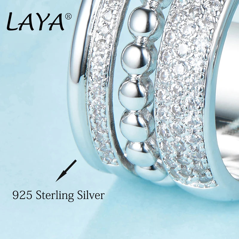 Sterling Silver Cubic Zirconia Multi-Layered Ring for Women