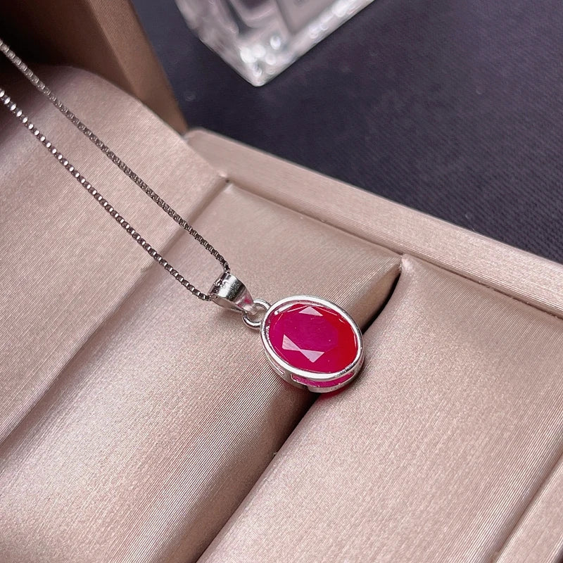 2ct Ruby Necklace with 925 Sterling Silver and Gold Plating