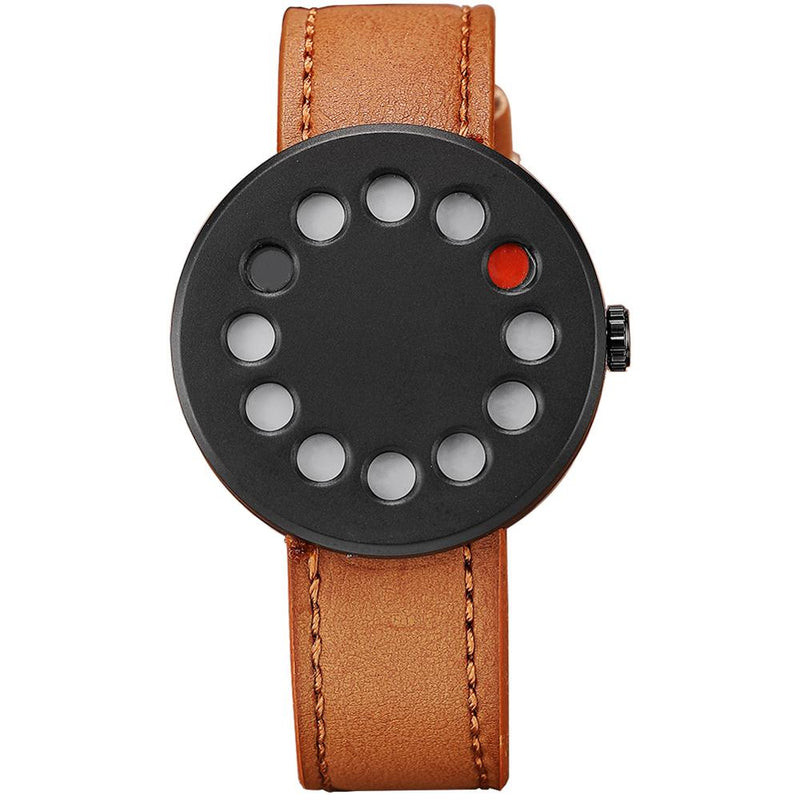 Stainless Steel Leather Half Transparent Unisex Watch