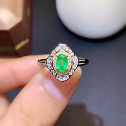 925 Silver Colombia Emerald Ring 4x6mm