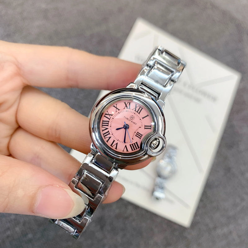 Pink Quartz Movement Women's Stainless Steel Waterproof Luxury Watch