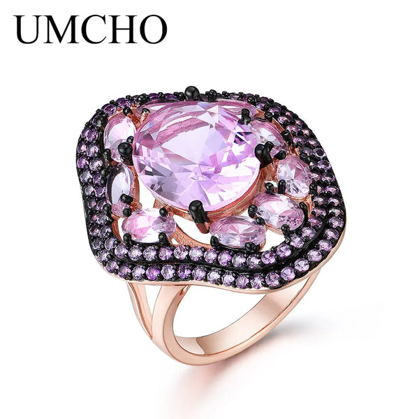 Sterling Silver Nano Morganite Oval Pink Ring For Women