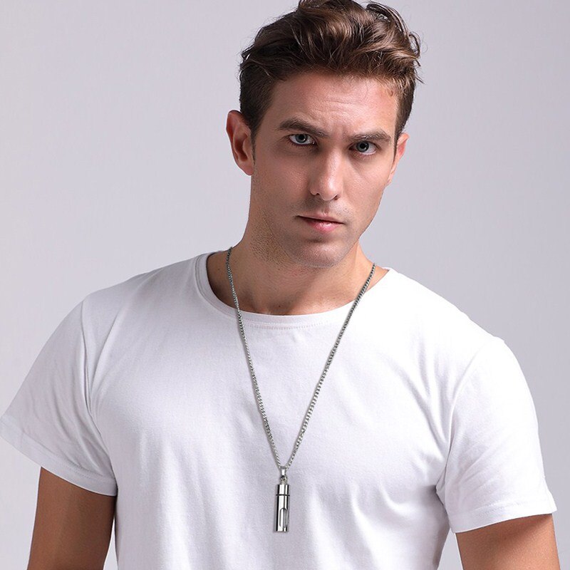 Stainless Steel Hollow Tube Pendant for Men or Women.