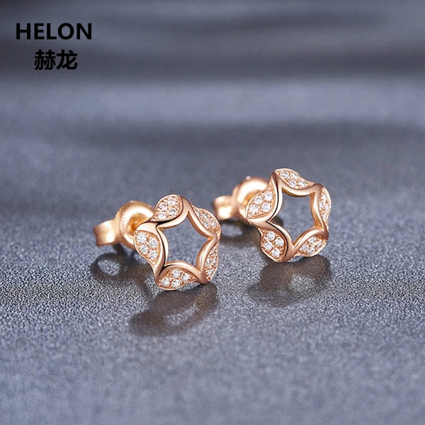 14k Rose Gold Cubic Zirconia Stud Earrings