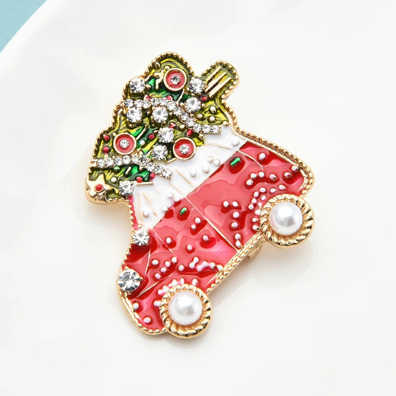 Enamel Christmas Tree Brooch Pin for Women