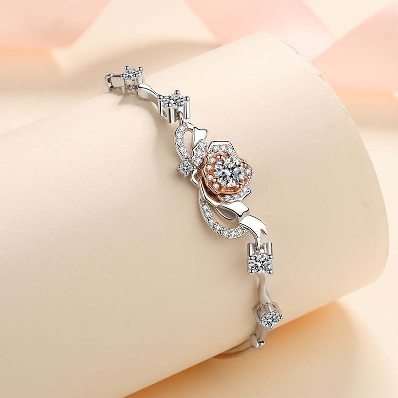 Sterling Silver 925 1.40 ctw Moissanite Blossom Bracelet for Women