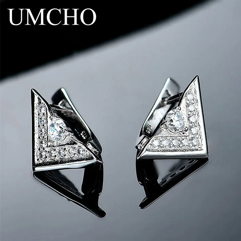 925 Sterling Silver Triangle Clip Earrings for Women