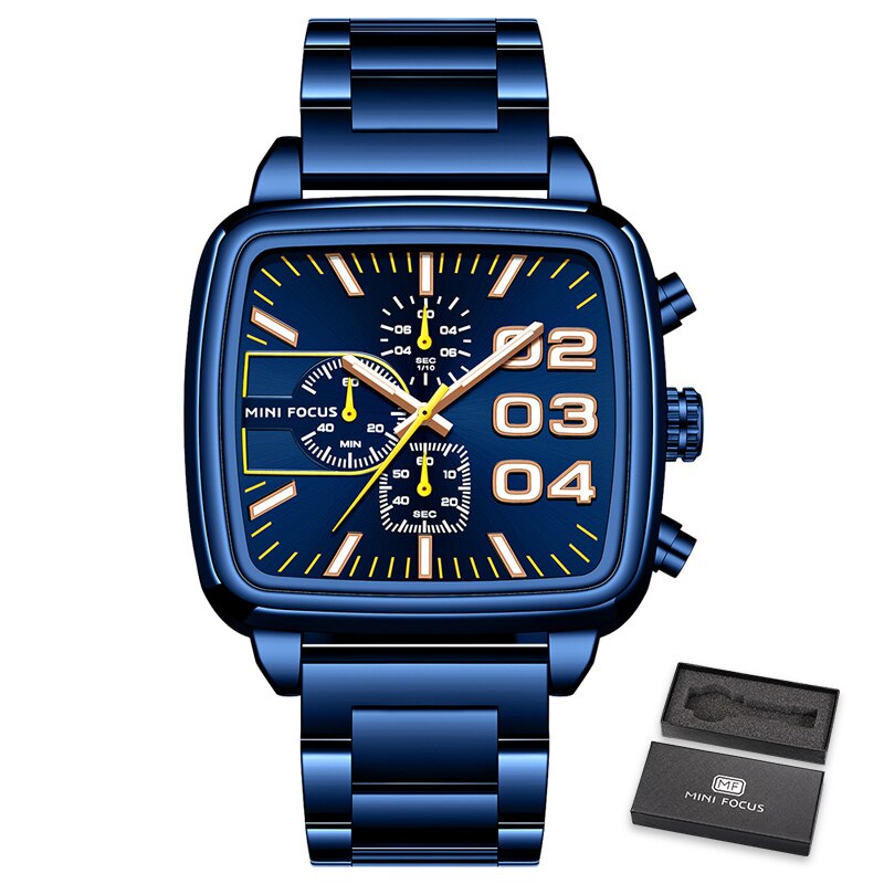 Stainless Steel Men's Chronograph Watch with Luminous Hands