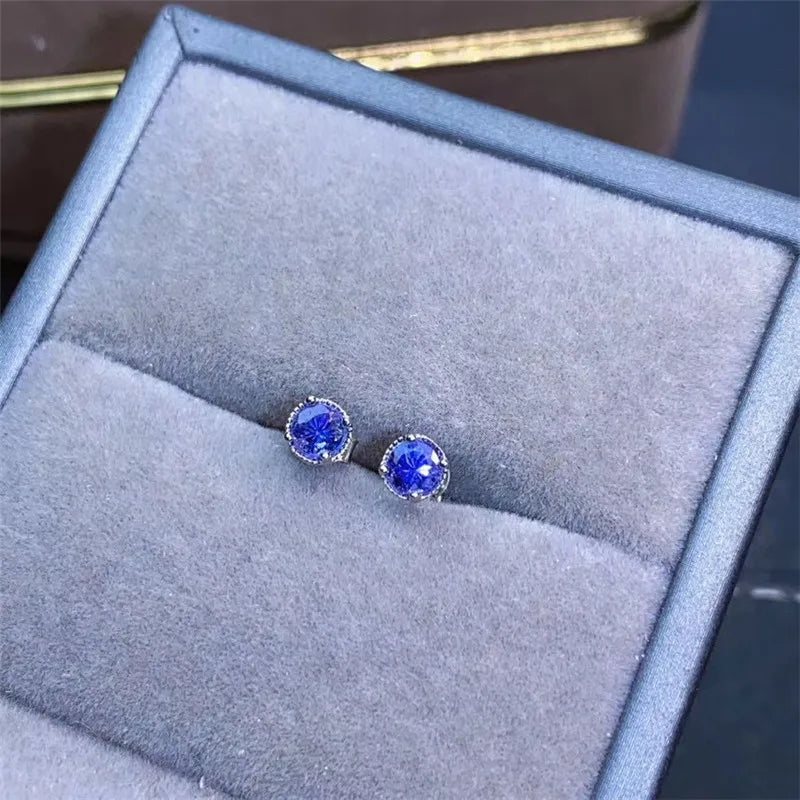 925 Sterling Silver Tanzanite Stud Earrings for Women