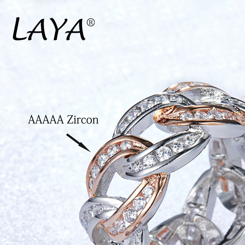 925 Sterling Silver AA Zircon Cuban Chain Ring for Men & Women