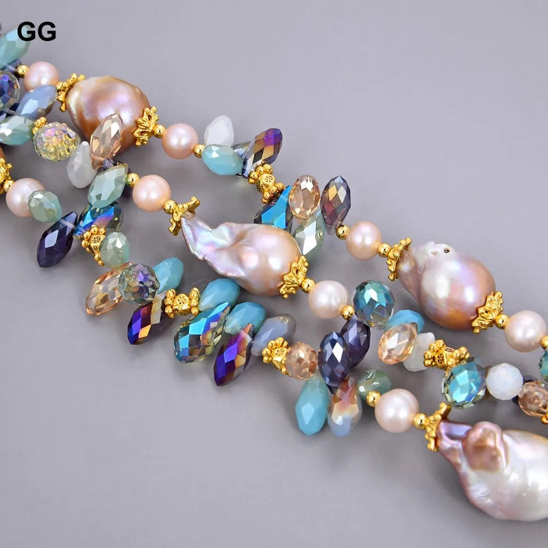 Sterling Silver Keshi Baroque Pearl & Crystal Bracelet for Women