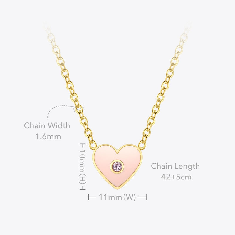 ENFASHION Zircon Pink Heart Necklace For Women Gold Color Chain Necklaces Stainless Steel Fashion Jewelry Bijoux Femme P213206