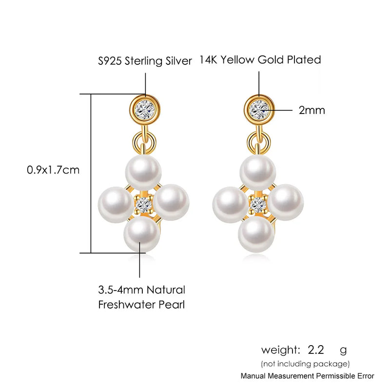 925 Sterling Silver Freshwater Pearl Drop Earrings for Women