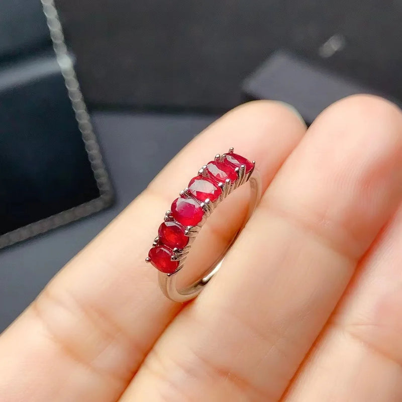 Sterling Silver Myanmar Ruby Ring for Her