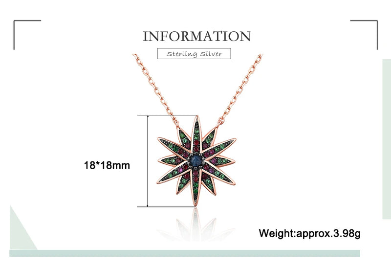 925 Sterling Silver Colorful Star Statement Necklace for Women