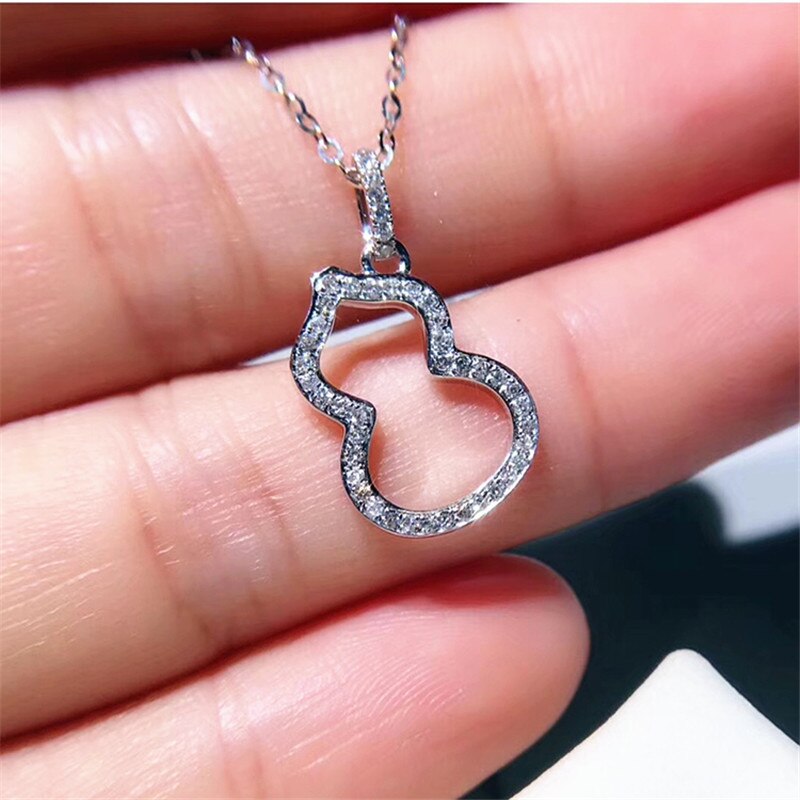 Sterling Silver Water Drop Diamond Pendant Necklace for Women