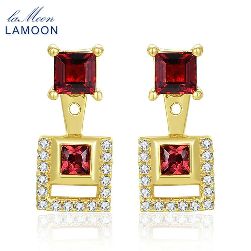 Sterling Silver 1ctw Red Garnet Drop Earrings for Women